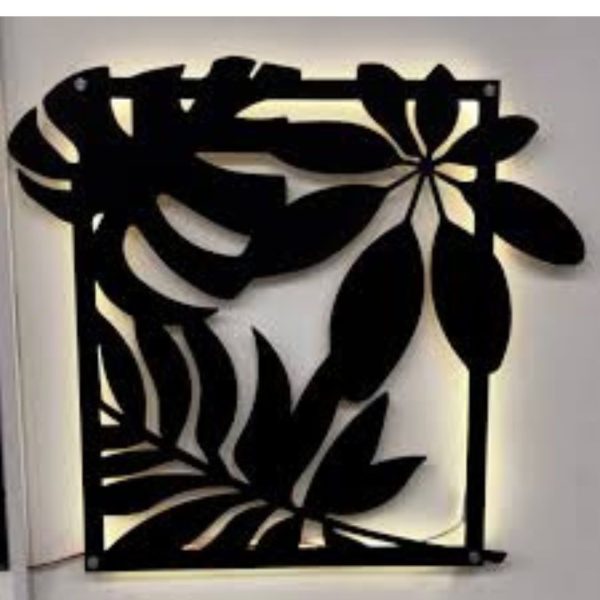 3D jungle leaves Wall Decor Art with Neon Light in Pakistan